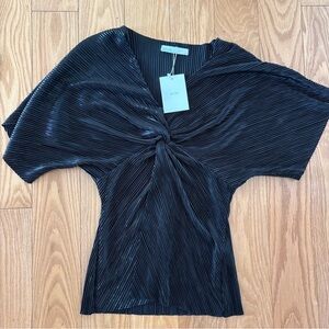 OAK + FORT Black shiny twist front shirt